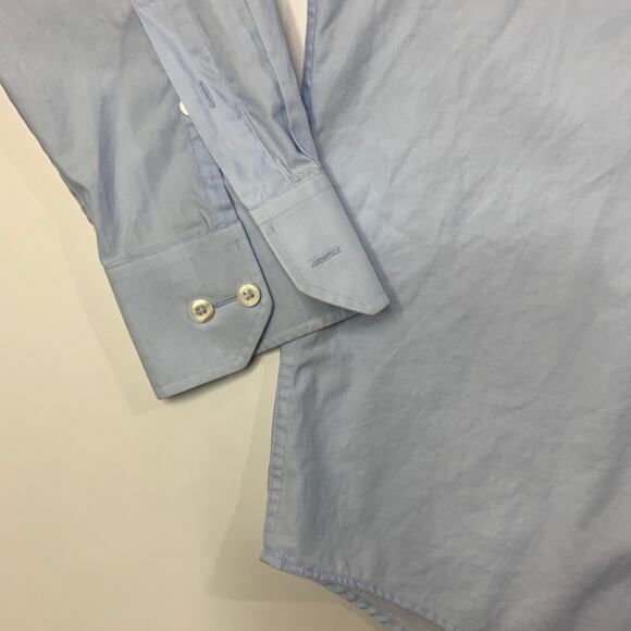 Bugatchi Shirt Mens 16.5 Cloud Blue Shaped Fit Long Sleeve Cotton Button Up - Picture 3 of 13